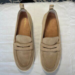 Vionic Women's Uptown Loafer, Suede Leather, Sand/Tan, Size 8.5